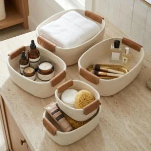 5-Pack Cotton Rope Storage Baskets for Shelves