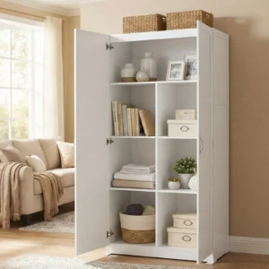 71IN Wooden  Storage Cabinet- Large Capacity Organizer Unit