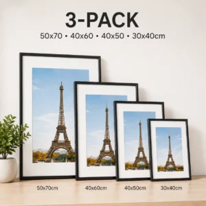 3pcs Modern Black Aluminum Picture Frames Set