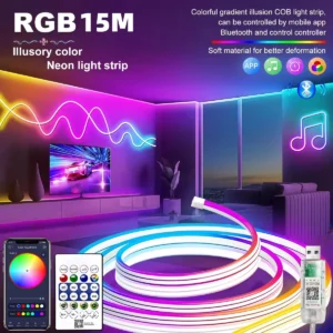  15M LED Strip Lights Bluetooth RGBIC Remote Control
